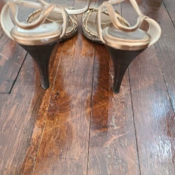 COLE Haan Bronze Black Metallic Strappy High Heels - Picture 6 of 12